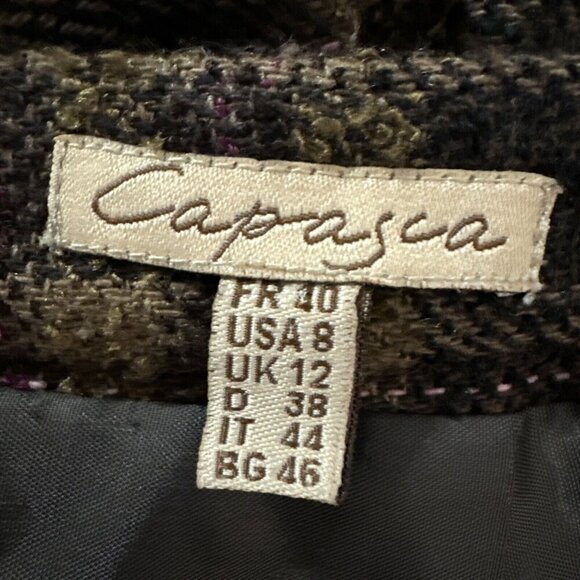 Capasca Skirt Women’s US 8 Browns Wool Blend Plaid Lined Made In Bulgaria - Picture 4 of 8